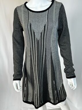 Prana Black and Gray Striped Knit Tunic